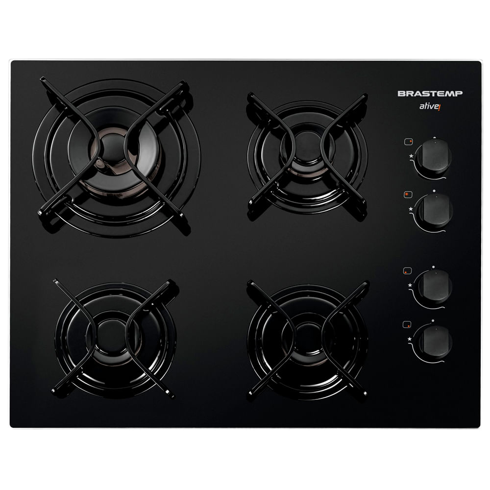Cooktop 4 bocas Brastemp com duplachama e acendimento automático