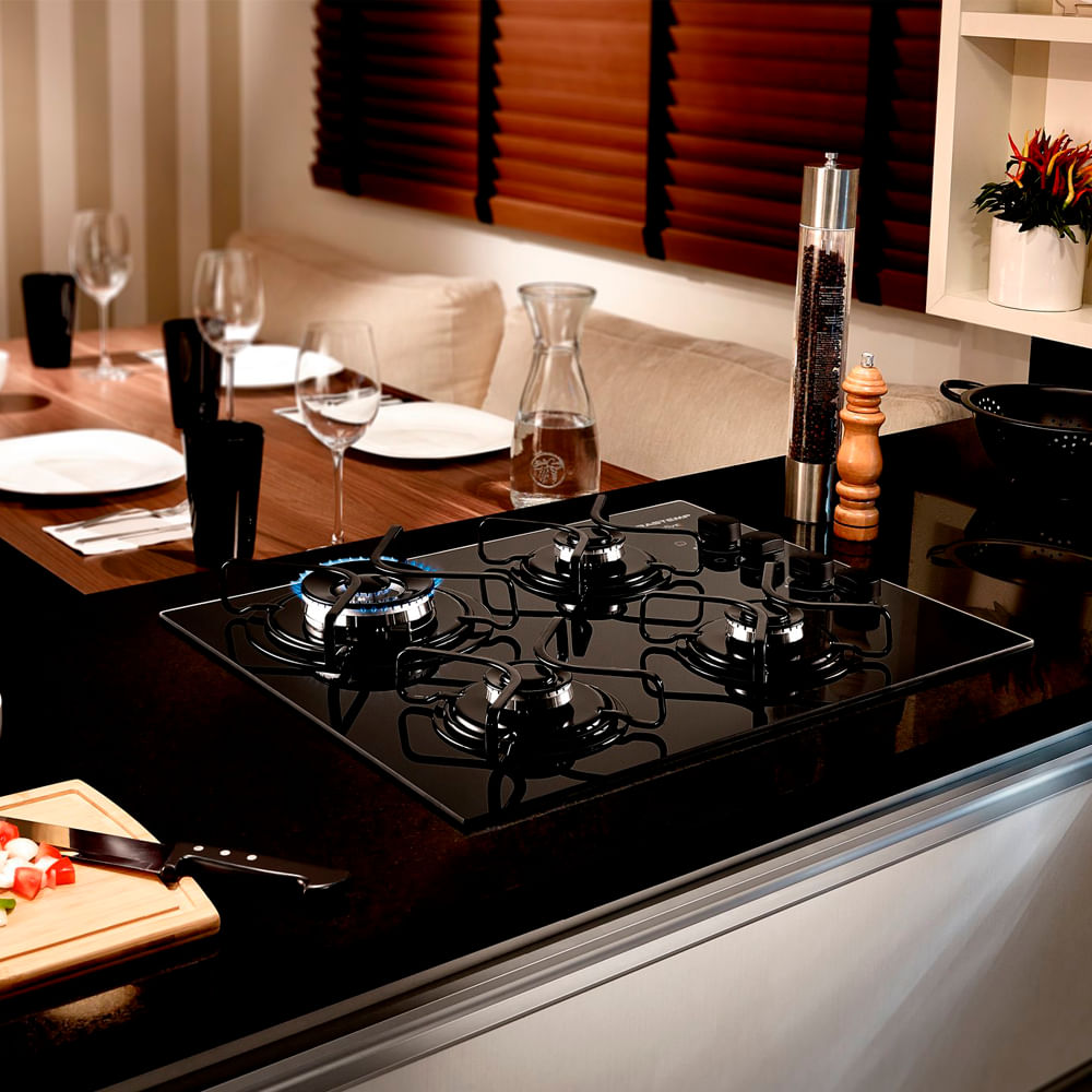 Cooktop 4 bocas Brastemp com duplachama e acendimento automático